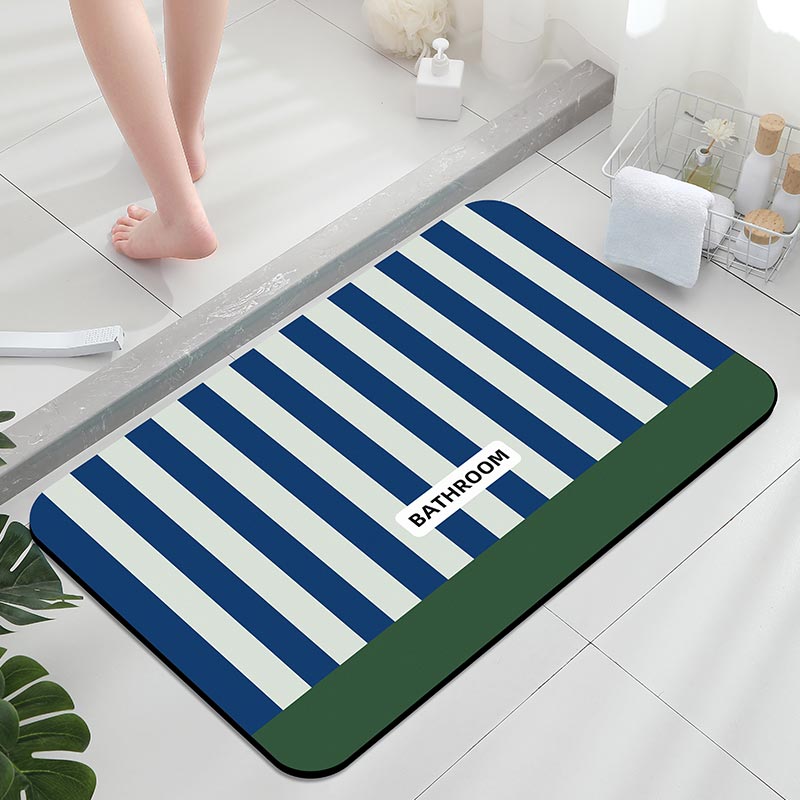 Xt Home Textiles - Rutschfeste Badematte, gestreifter, königsblauer Teppich mit