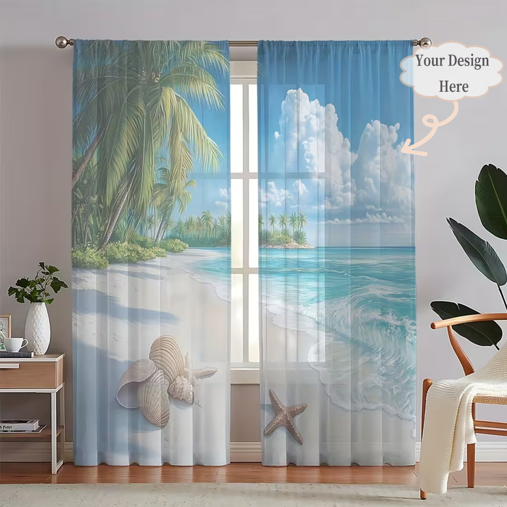 Home Textiles - Maßgefertigte 2D Flache 2-teilige Transparente Vorhänge,