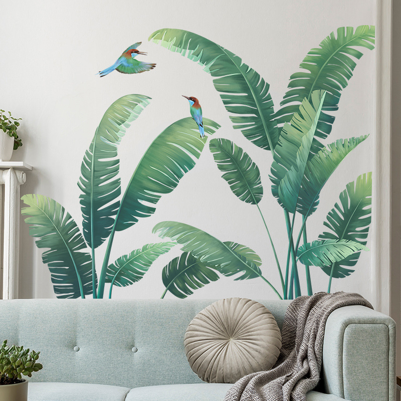 Xt Home Textiles - Tropische Pflanze Bananenblatt Vinyl Wandaufkleber für