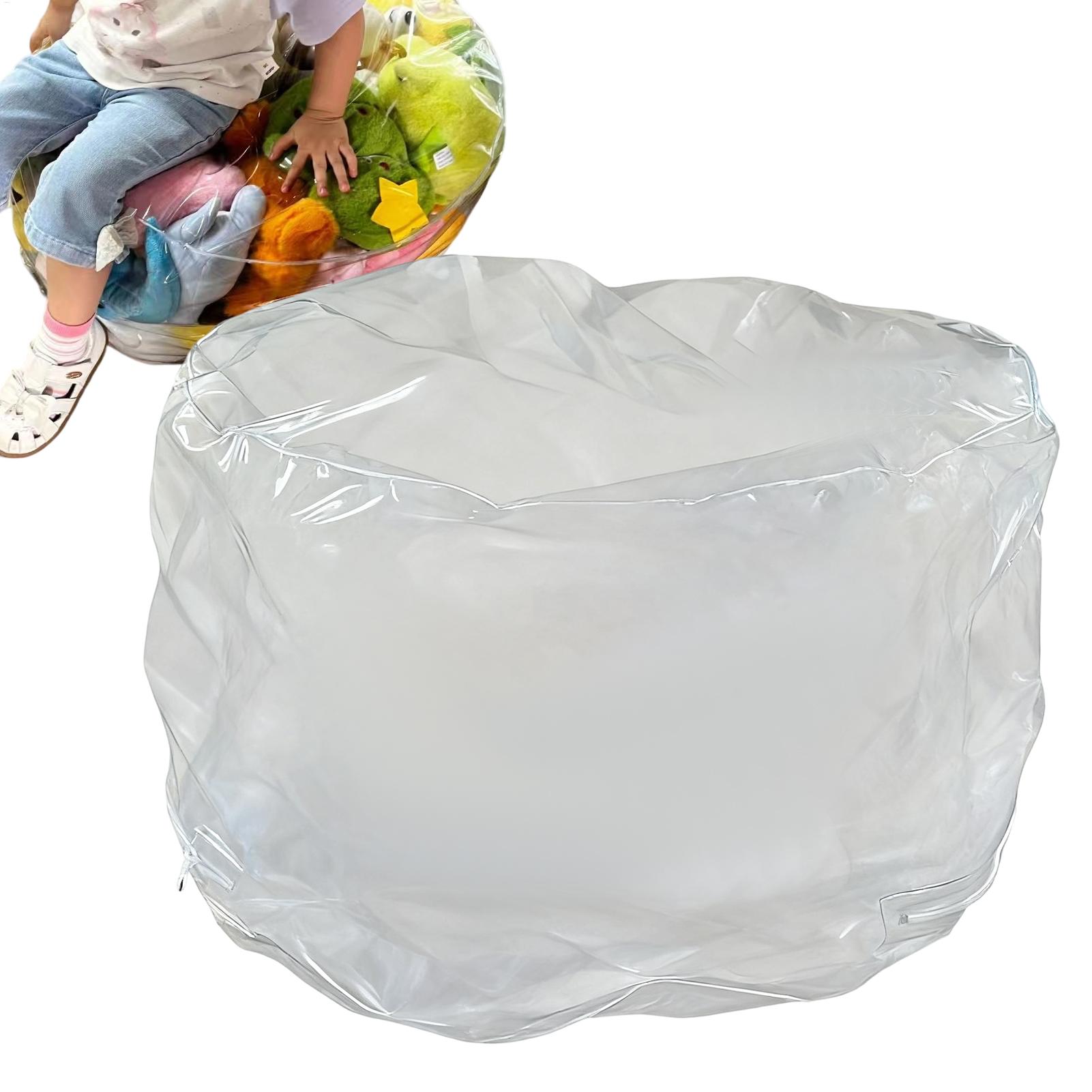 Floor Cushion Pouf - Klarer Tier-Aufbewahrungsstuhl, Plüsch-Sitzsack mit wasserdichter Abdeckung
