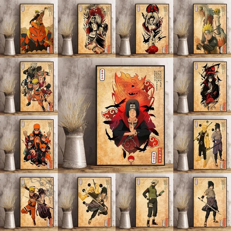 Xt Home Textiles - Japanische Anime Naruto Poster Retro Kunstdrucke