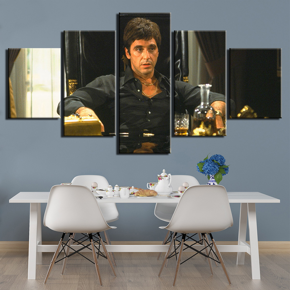 Xt Home Textiles - 5-teiliges Scarface-Film, modulare Wandkunst, Leinwand, Poster,