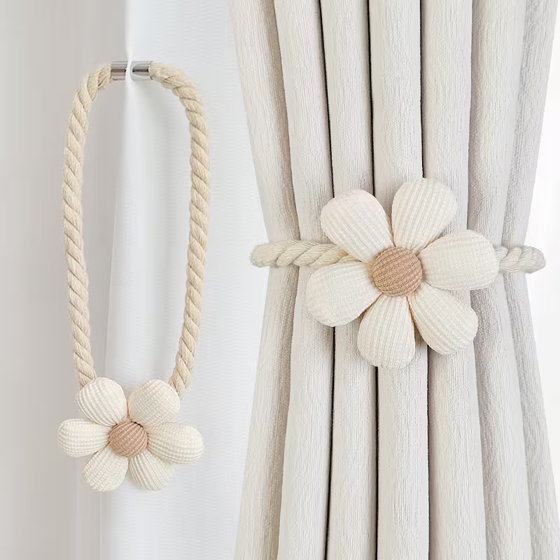 Xt Home Textiles - 2-teiliger Magnetischer Blumen-Vorhanghalter - Bohrfreie Kreative