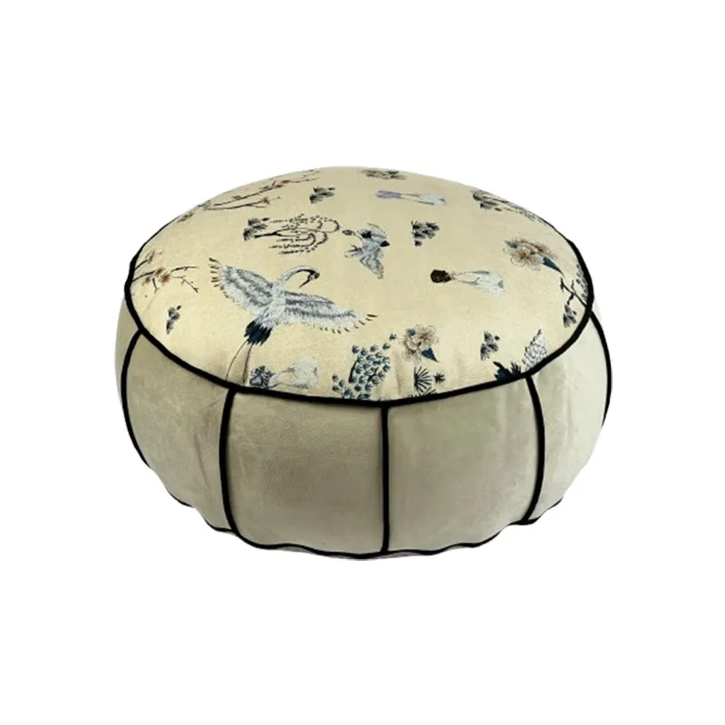 Floor Cushion Pouf - Runder Bodenpouf im chinesischen Stil, gemütliches