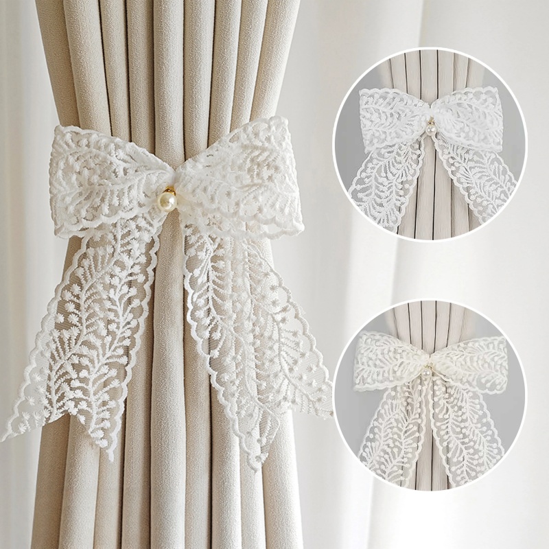 Xt Home Textiles - 2er-Set Vorhanghalter mit Spitze und Schleife